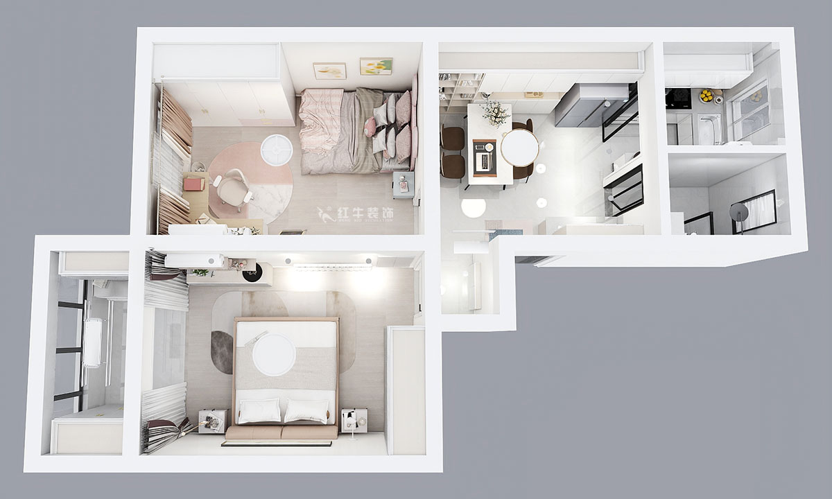 熊浩宇｜天津新村28-202-60㎡-现代风格｜2室1厅1卫｜老房改造装修｜定制家￥87700｜全包10